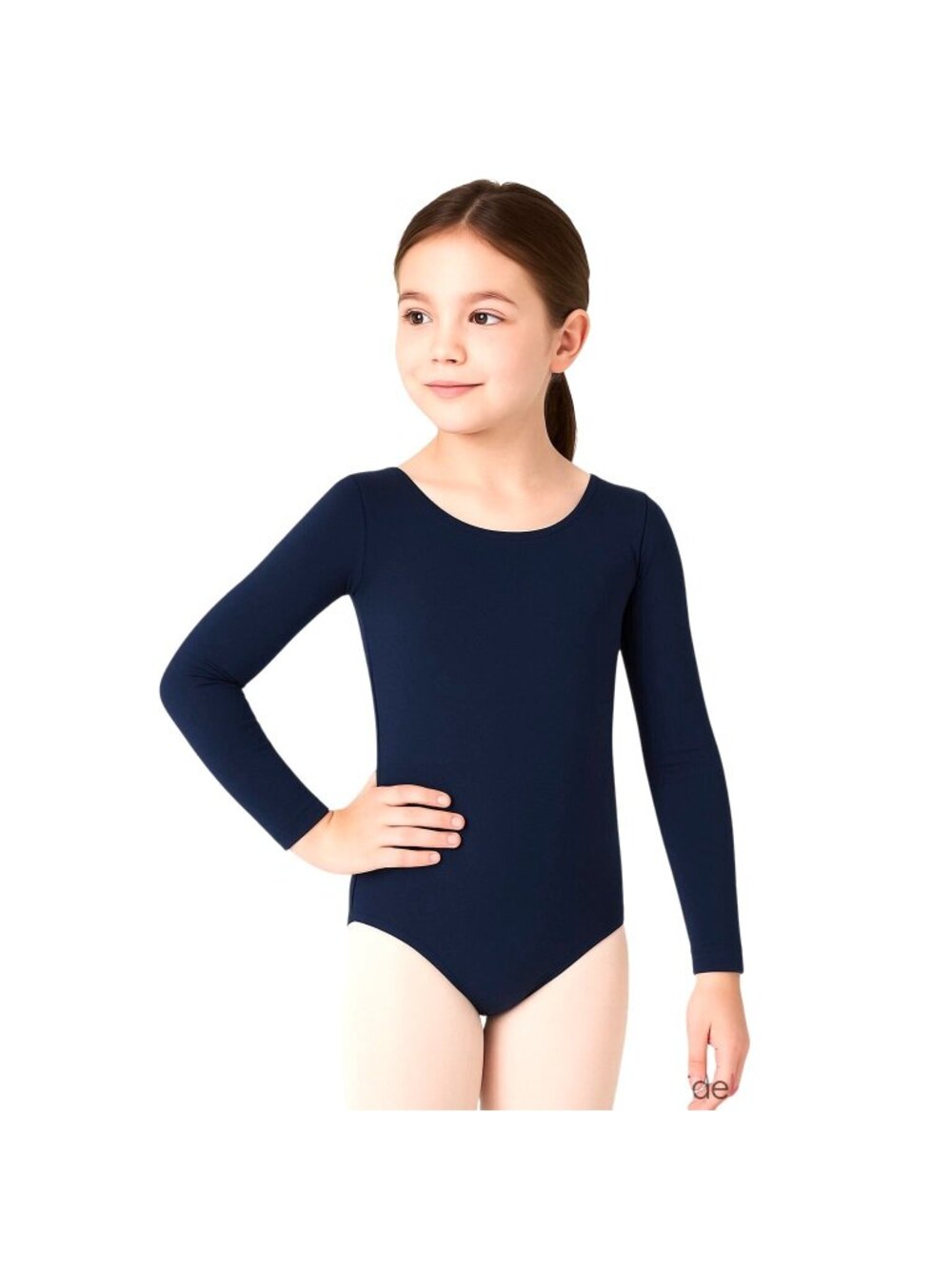 Danskin Childs Long Sleeve Leotard Navy Blue Scoop Neck Class Size Medium
